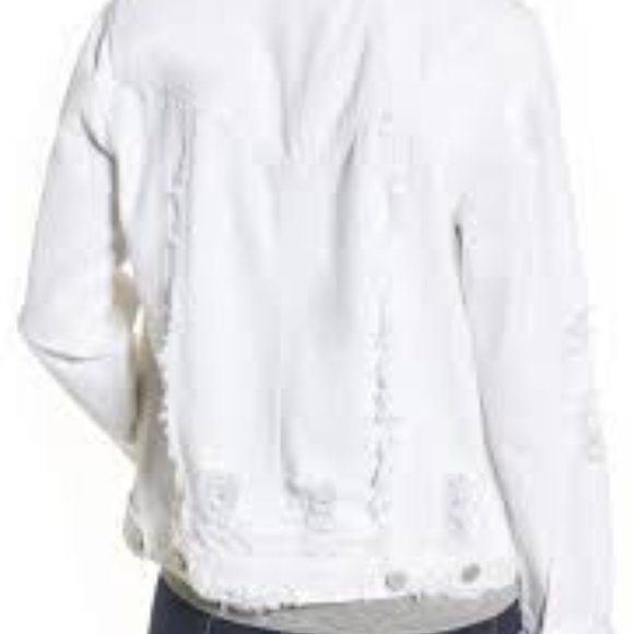 BLANK NYC Frayed Distressed Denim Jacket white - Picture 6 of 16